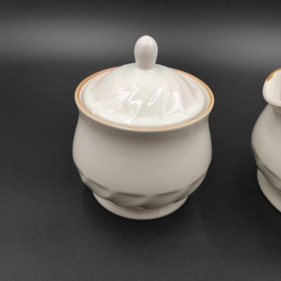 Vintage Hearthside Sugar & Creamer Gravy Boat Set Sculptura Stoneware Japan - Picture 4 of 10